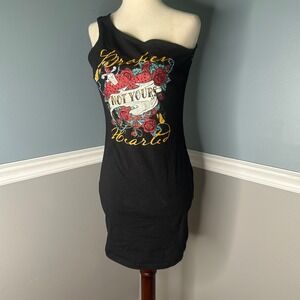 Forever 21 Bodycon Dress One Shoulder Graphic Print Mini Dress Size M‎